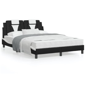 Bed frame with black and white synthetic leather headboard by , Beds and slatted bases - Ref: Foro24-3208094, Price: 175,99 €...