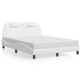 Estructura cama con luces LED cuero sintético blanco 140x190 cm de , Camas y somieres - Ref: Foro24-3214016, Precio: 197,15 €...