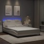 Bed frame with LED lights in white synthetic leather 140x190 cm by , Beds and slatted bases - Ref: Foro24-3214016, Price: 216...