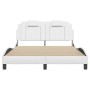 Bed frame with LED lights in white synthetic leather 140x190 cm by , Beds and slatted bases - Ref: Foro24-3214016, Price: 216...