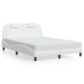 Estructura cama con luces LED cuero sintético blanco 140x200 cm de , Camas y somieres - Ref: Foro24-3214023, Precio: 190,27 €...