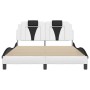 Bed frame with LED lights, white and black synthetic leather, 140x200 cm. by , Beds and slatted bases - Ref: Foro24-3214028, ...