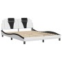 Estructura cama con luces LED cuero PE blanco negro 160x200 cm de , Camas y somieres - Ref: Foro24-3214035, Precio: 226,15 €,...