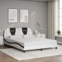 Bed frame with LED lights, white and black PE leather, 160x200 cm. by , Beds and slatted bases - Ref: Foro24-3214035, Price: ...