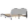 Estructura cama con luces LED cuero PE blanco negro 160x200 cm de , Camas y somieres - Ref: Foro24-3214035, Precio: 226,15 €,...