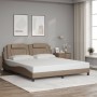 Bed frame with LED lights, PE leather, cappuccino color, 180x200 cm. by , Beds and slatted bases - Ref: Foro24-3214040, Price...