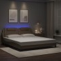 Bed frame with LED lights, PE leather, cappuccino color, 180x200 cm. by , Beds and slatted bases - Ref: Foro24-3214040, Price...