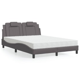 Bed with gray synthetic leather mattress 140x190 cm by , Beds and slatted bases - Ref: Foro24-3208792, Price: 358,99 €, Disco...