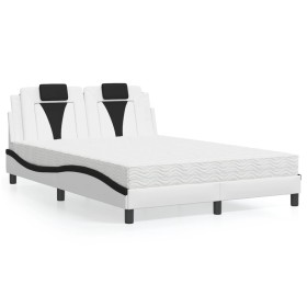 Cama con colchón cuero sintético blanco y negro 140x200 cm de , Camas y somieres - Ref: Foro24-3208802, Precio: 398,91 €, Des...