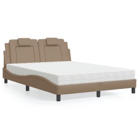 Cama con colchón cuero sintético capuchino 140x200 cm de , Camas y somieres - Ref: Foro24-3208800, Precio: 415,99 €, Descuent...