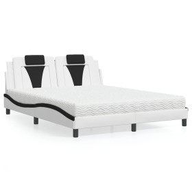 Cama con colchón cuero sintético blanco y negro 160x200 cm de , Camas y somieres - Ref: Foro24-3208809, Precio: 445,99 €, Des...