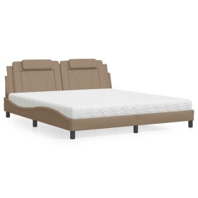 Cama con colchón cuero sintético capuchino 180x200 cm de , Camas y somieres - Ref: Foro24-3208814, Precio: 462,99 €, Descuent...