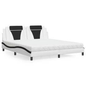 Cama con colchón cuero sintético blanco y negro 180x200 cm de , Camas y somieres - Ref: Foro24-3208816, Precio: 452,98 €, Des...