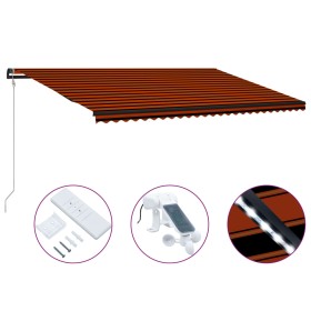 Toldo retráctil sensor de viento y LED naranja marrón 600x300cm de vidaXL, Toldos - Ref: Foro24-3055309, Precio: 601,09 €, De...