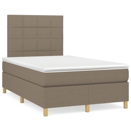 Boxspring-Bett mit grauem Taupe-Stoffbezug und Matratze in den Maßen 120x190 cm. von , Betten und Lattenroste - Ref: Foro24-3...