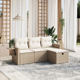 Garden sofa set with 4-piece synthetic rattan beige cushions by , Garden sets - Ref: Foro24-3263754, Price: 325,99 €, Discoun...