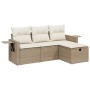 Garden sofa set with 4-piece synthetic rattan beige cushions by , Garden sets - Ref: Foro24-3263754, Price: 328,26 €, Discoun...