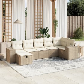 Set aus 7-teiligen Gartensofas und Kissen, synthetisches Rattan, beige von , Gartensets - Ref: Foro24-3264454, Preis: 568,19 ...