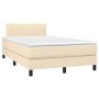 Boxspringbett mit Matratze und LED-Lichtern, cremefarbenes Gewebe, 120x190 cm. von , Betten und Lattenroste - Ref: Foro24-327...