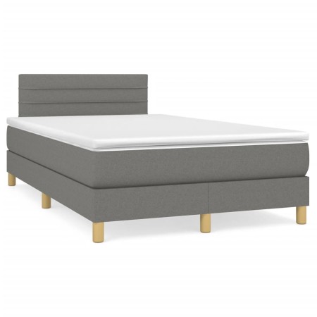 Box spring bed with dark gray fabric mattress 120x190 cm by , Beds and slatted bases - Ref: Foro24-3269780, Price: 375,41 €, ...