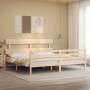 Double bed frame with solid wood headboard by vidaXL, Beds and slatted bases - Ref: Foro24-3195106, Price: 150,34 €, Discount: %