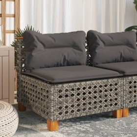 Garden sofa without armrests with gray PE rattan cushions by , Outdoor sofas - Ref: Foro24-365927, Price: 90,44 €, Discount: %