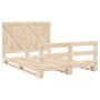 Solid pine wood bed frame with headboard 160x200 cm by , Beds and slatted bases - Ref: Foro24-3281577, Price: 230,69 €, Disco...