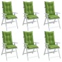 High back chair cushions, set of 6, in green melange fabric, 120x50x7cm. by , Cushions for chairs and sofas - Ref: Foro24-400...