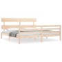 Double bed frame with solid wood headboard by vidaXL, Beds and slatted bases - Ref: Foro24-3195106, Price: 150,34 €, Discount: %