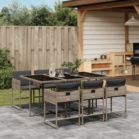 Garden dining set 7 pieces and gray synthetic rattan cushions by , Garden sets - Ref: Foro24-3278035, Price: 549,98 €, Discou...