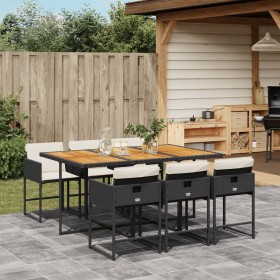 7-teiliges Garten-Esszimmerset und Kissen synthetisches Rattan schwarz von , Gartensets - Ref: Foro24-3278042, Preis: 552,99 ...