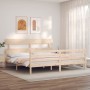 Double bed frame with solid wood headboard by vidaXL, Beds and slatted bases - Ref: Foro24-3195106, Price: 150,34 €, Discount: %