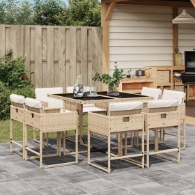 9-piece garden dining set with beige synthetic rattan cushions by , Garden sets - Ref: Foro24-3278145, Price: 579,25 €, Disco...