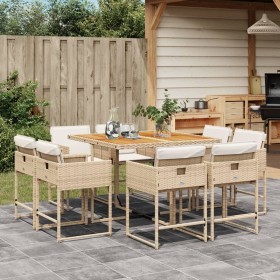 9-piece garden dining set with beige synthetic rattan cushions by , Garden sets - Ref: Foro24-3278151, Price: 595,38 €, Disco...