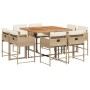 Set comedor de jardín 9 pzas con cojines ratán sintético beige de , Conjuntos de jardín - Ref: Foro24-3278151, Precio: 595,38...