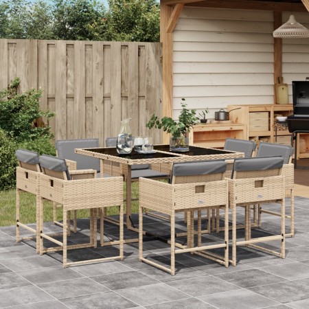 9-piece garden dining set with beige synthetic rattan cushions by , Garden sets - Ref: Foro24-3278147, Price: 578,15 €, Disco...