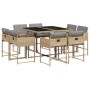 Set comedor de jardín 9 pzas con cojines ratán sintético beige de , Conjuntos de jardín - Ref: Foro24-3278147, Precio: 578,15...