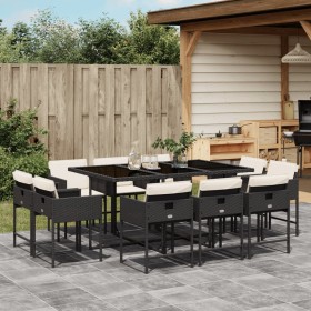 11-teiliges Garten-Esszimmer-Set mit schwarzen synthetischen Rattankissen von , Gartensets - Ref: Foro24-3278153, Preis: 738,...