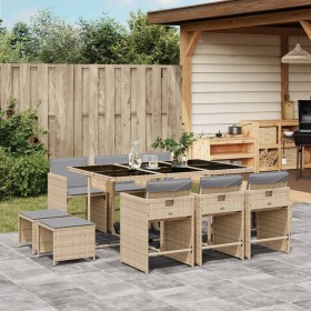 11-teiliges Garten-Esszimmerset mit beigen synthetischen Rattankissen von , Gartensets - Ref: Foro24-3277919, Preis: 731,76 €...