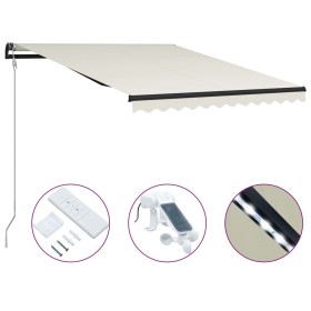 Retractable awning with wind sensor and LED cream color 300x250 cm by vidaXL, Awnings - Ref: Foro24-3055293, Price: 511,99 €,...