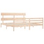 Double bed frame with solid wood headboard by vidaXL, Beds and slatted bases - Ref: Foro24-3195106, Price: 150,34 €, Discount: %