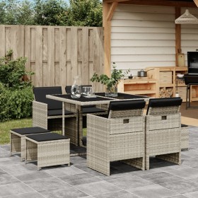 Garten Esszimmer Set 9-tlg Kissen synthetisches Rattan hellgrau von , Gartensets - Ref: Foro24-3277726, Preis: 467,27 €, Raba...