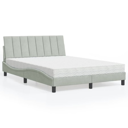 Cama con colchón terciopelo gris claro 140x200 cm de , Camas y somieres - Ref: Foro24-3208598, Precio: 428,57 €, Descuento: %