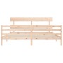 Double bed frame with solid wood headboard by vidaXL, Beds and slatted bases - Ref: Foro24-3195106, Price: 150,34 €, Discount: %