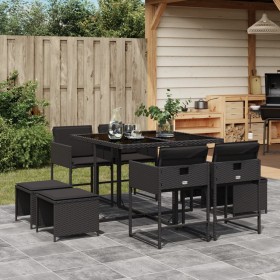 9-teiliges Garten-Esszimmerset und Kissen synthetisches Rattan schwarz von , Gartensets - Ref: Foro24-3278082, Preis: 465,95 ...