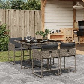 5-piece garden dining set with gray synthetic rattan cushions by , Garden sets - Ref: Foro24-3278023, Price: 366,99 €, Discou...