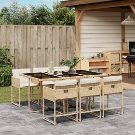 7-piece garden dining set with beige synthetic rattan cushions. by , Garden sets - Ref: Foro24-3278037, Price: 550,49 €, Disc...