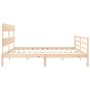 Double bed frame with solid wood headboard by vidaXL, Beds and slatted bases - Ref: Foro24-3195106, Price: 150,34 €, Discount: %