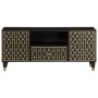 Solid mango wood TV stand 105x33x46 cm by , CD and DVD storage - Ref: Foro24-358334, Price: 121,59 €, Discount: %