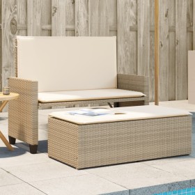 Garden bench with cushions and synthetic beige rattan footrest by , garden benches - Ref: Foro24-368411, Price: 253,99 €, Dis...